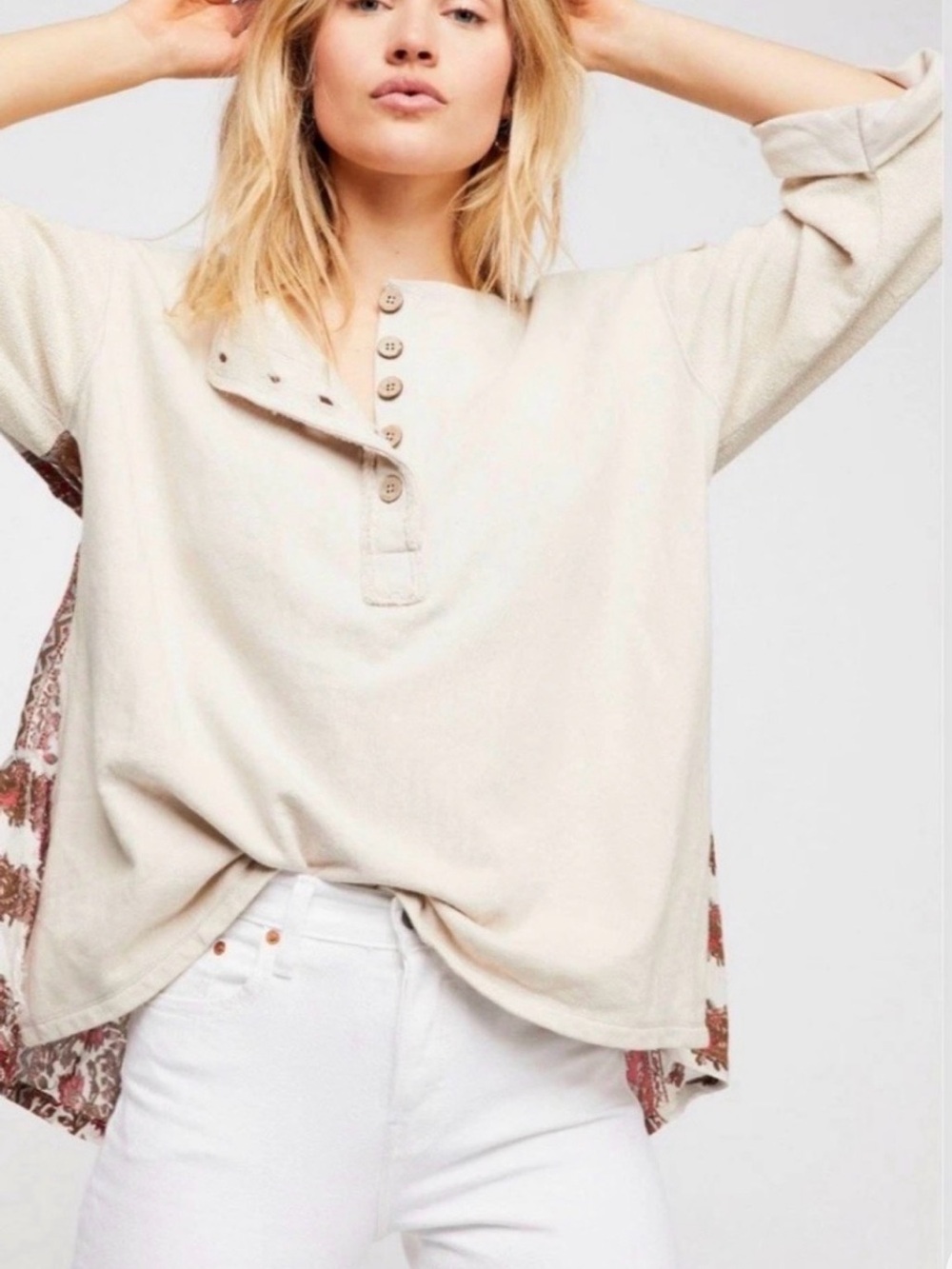 Free People Paisley Crew Neck Bandana Tunic